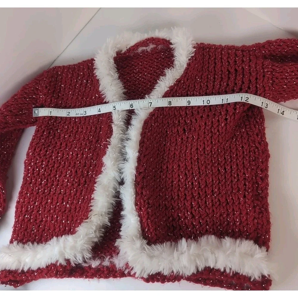 Baby Holiday Sweaters Crochet Handmade Red & White Set Of Three Vintage Matching